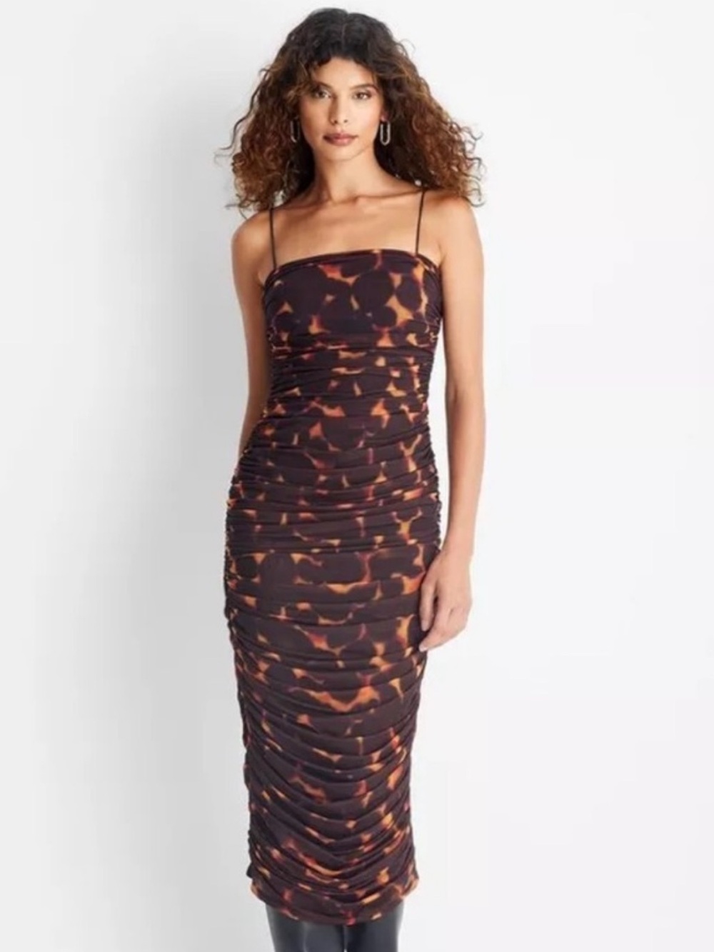 Women's Sleeveless Sheer Midi Dress Future Collective brand Black Tortoise